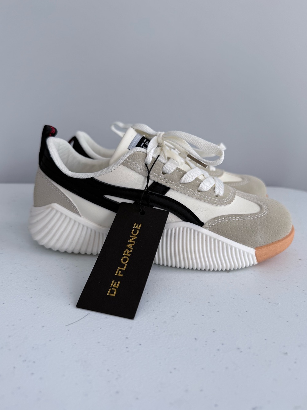 De Florance DF Cloudea Vintage Sneakers White Black Chunky Retro Shoes Size 35 5 - Picture 6 of 13